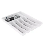 Lavish Home White Durable Plastic 6-Section Drawer Organizer for Kitchen and Office thumbnail 2