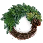 VAN ZYVERDEN 20 in. Live Fresh Cut Pacific Northwest Grapevine and Evergreen Christmas Wreath thumbnail 1