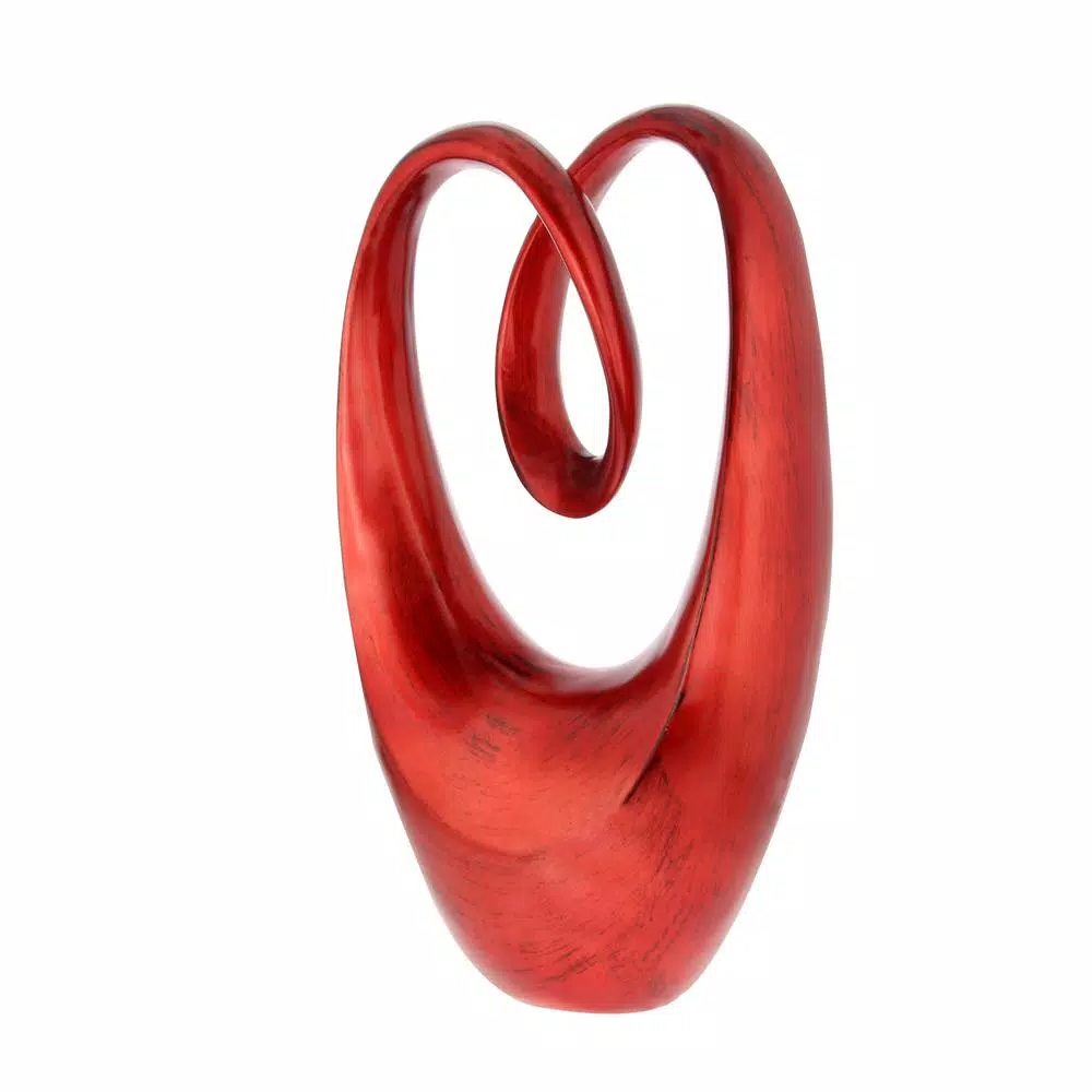 LITTON LANE 20 in. Red Polystone Abstract Infinity Sculpture - Modern Decorative Statuary
