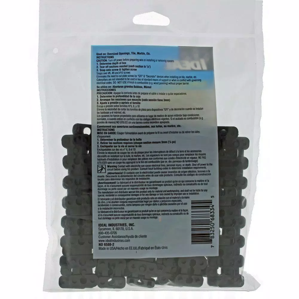 Ideal Spacers and Shims for Electrical Outlets and Switches (2 Packs of 25)