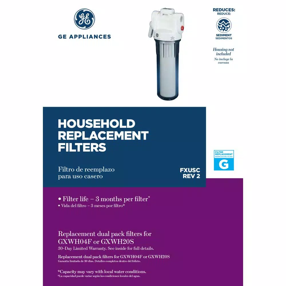 GE Universal Whole House Replacement Water Filter Cartridge, Sediment Filter 2-Pack