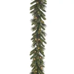 National Tree Company 9 ft. Glittery Gold Pine Garland with 100 Clear Lights, Gold Cones and Berries thumbnail 1