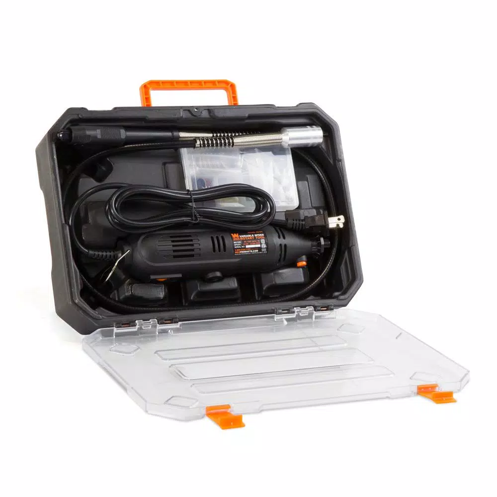 WEN 1 Amp Variable Speed Rotary Tool Kit with 100+ Accessories and Flex Shaft