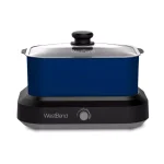 West Bend 5 Qt. Blue Non-Stick Versatility Slow Cooker with Griddle Base, Travel Lid and Thermal Tote thumbnail 1