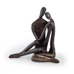 Danya B Cast Bronze Couple Embracing Sculpture - Handcrafted Sand Cast Metal Statuary thumbnail 3