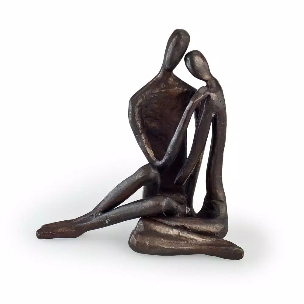 Danya B Cast Bronze Couple Embracing Sculpture - Handcrafted Sand Cast Metal Statuary