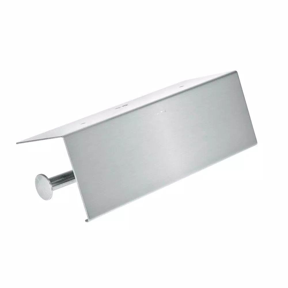 Alpine Industries Double Post Toilet Paper Holder with Storage Shelf, Brushed Stainless Steel