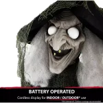 Haunted Hill Farm 6 ft. Animatronic Talking Witch Halloween Prop with Shrunken Skull thumbnail 8