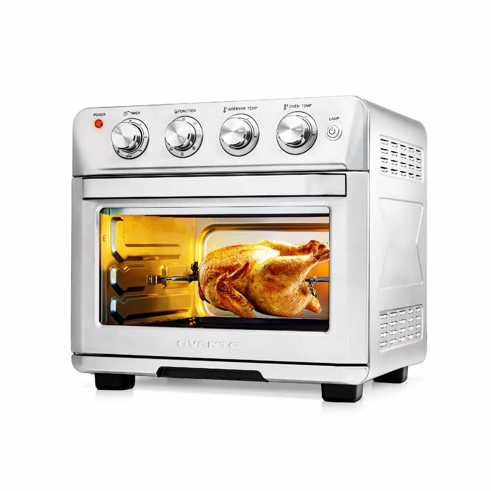 Ovente 1700W Stainless Steel Multi-Function Air Fryer Rotisserie Convection Oven & Dehydrator, 25L