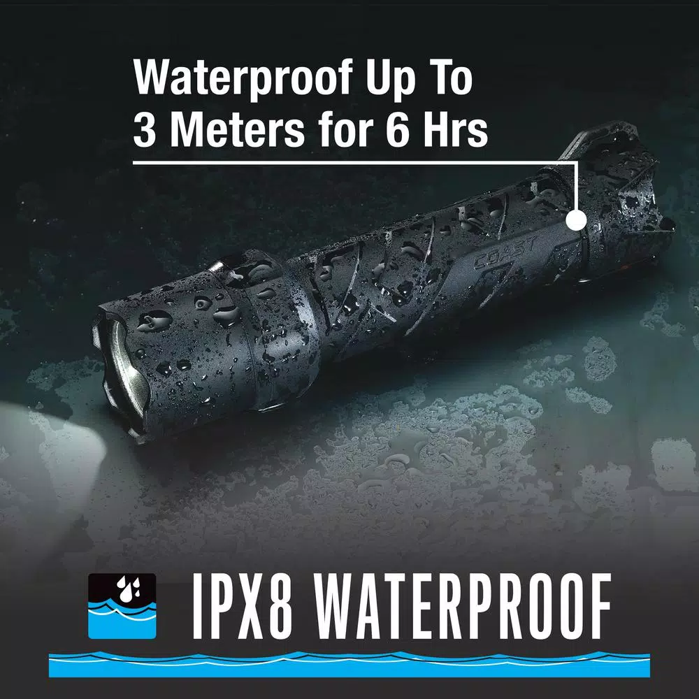 Coast Polysteel 600 Heavy Duty LED Flashlight, 710 Lumens, Waterproof & Crush Proof