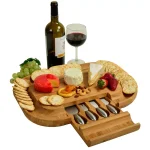 Unbranded Picnic at Ascot Malvern Deluxe Bamboo Cheese Board Set with 4 Stainless Steel Tools thumbnail 3