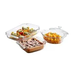 Libbey Baker's Premium 4-Piece Clear Glass Bakeware and Serving Dish Set with Cover thumbnail 1