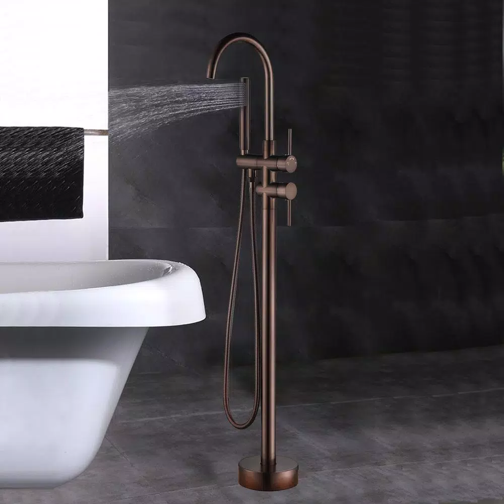 Vanity Art 46 in. Freestanding Single Handle Claw Foot Tub Faucet with Hand Shower, Oil Rubbed Bronze