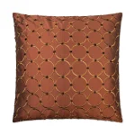 Unbranded Caprica Sienna Geometric Embroidered Faux Silk Throw Pillow, 24 x 24 in, Brown Down Fill thumbnail 1