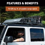 CURT Roof Mounted Cargo Basket, Steel Construction, Black Powder Coat thumbnail 7
