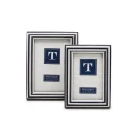 Two's Company Nautical Blue and White Striped Resin Picture Frame Set of 2 - 4x6 and 5x7 thumbnail 1