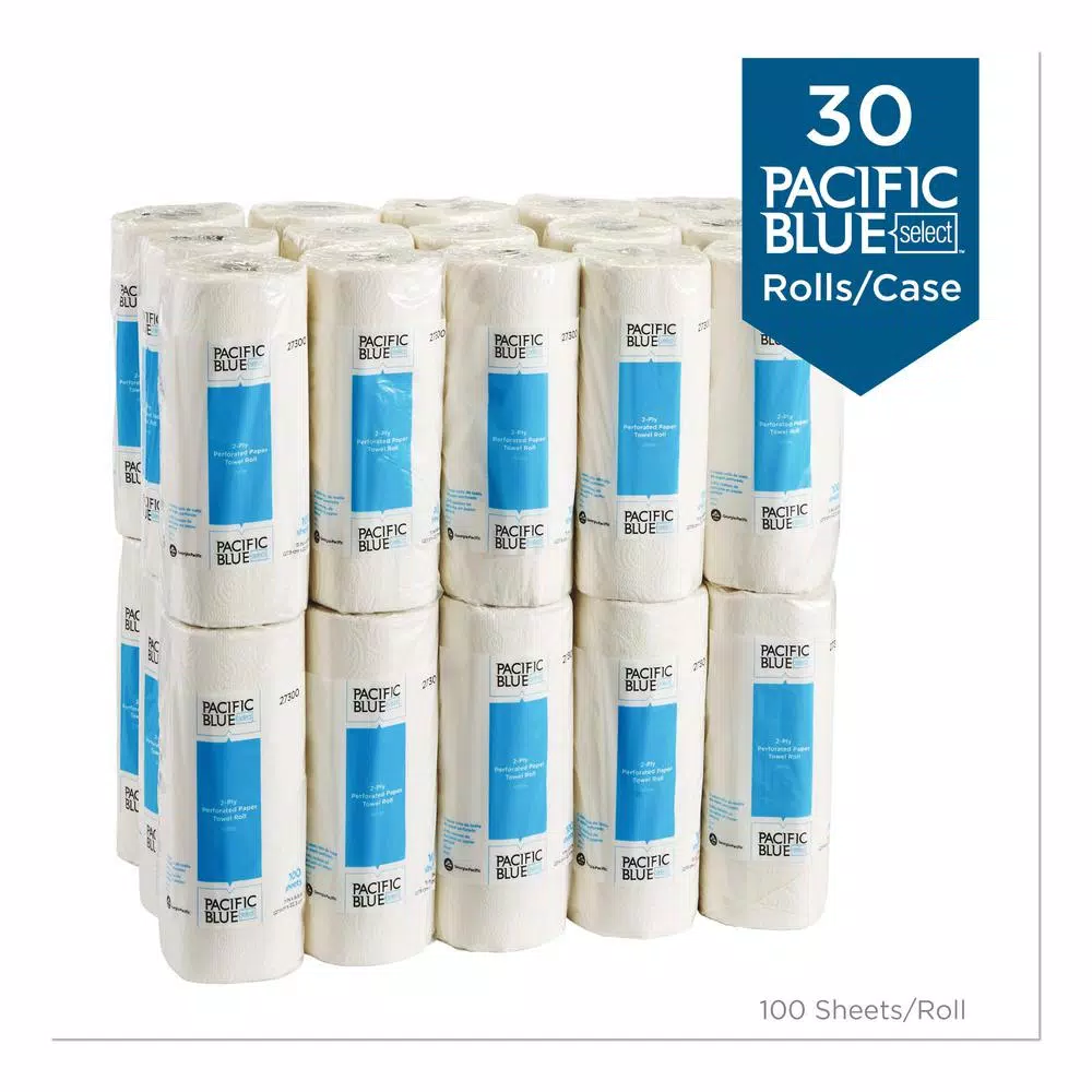 Georgia-Pacific Pacific Blue Select Perforated Paper Towels, 2-Ply, White, 100 Sheets per Roll, 30 Rolls per Carton