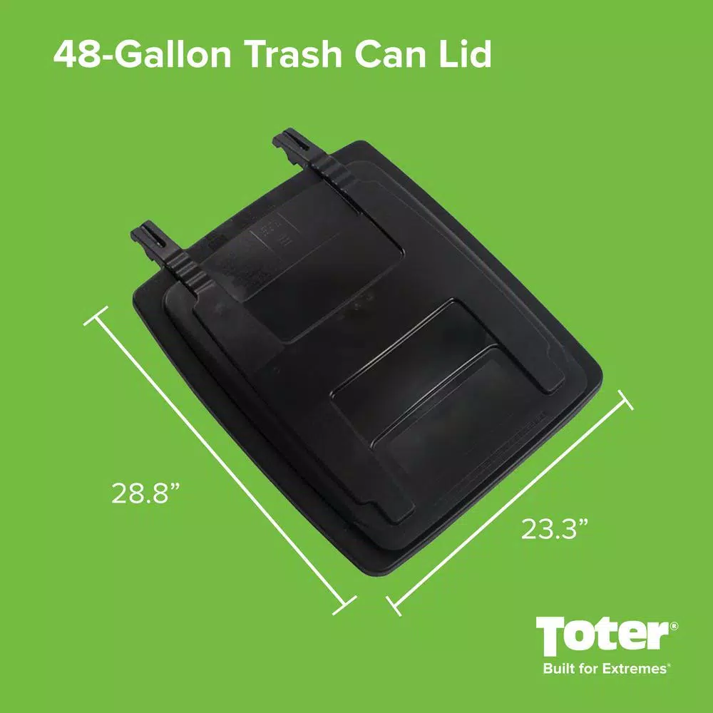 Toter Replacement Lid Kit for 48 Gallon Two Wheel Trash Can, Black