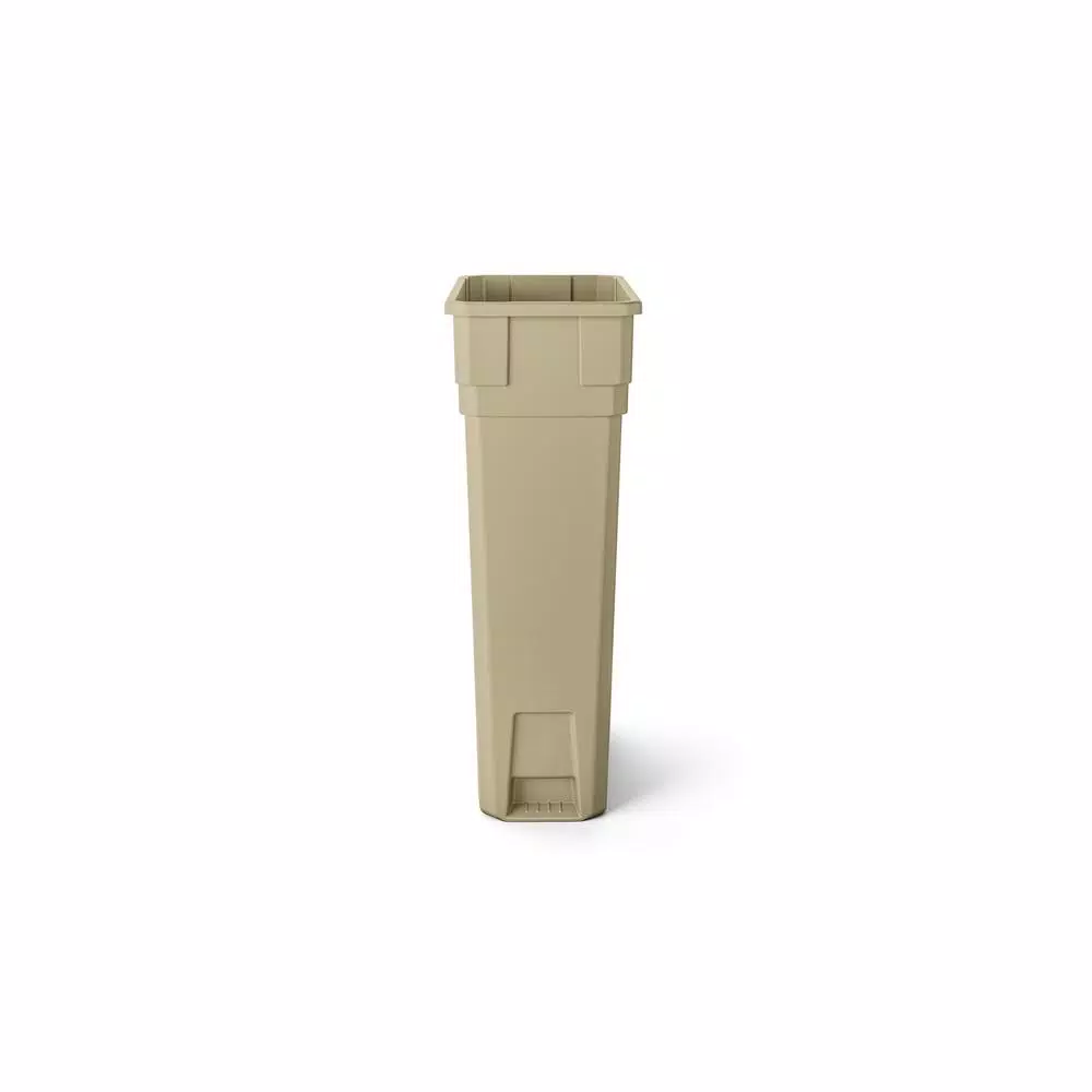 Suncast Commercial 23 Gallon Slim Resin Trash Can, Sand
