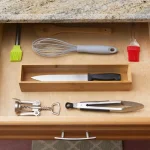 Unbranded Bamboo Drawer Organizer - 15 in. x 3 in. x 2.5 in. Rustic Wood Storage Box thumbnail 3