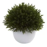 Nearly Natural Mixed Cedar Topiary Collection, Set of 3 with Ceramic Planters thumbnail 3