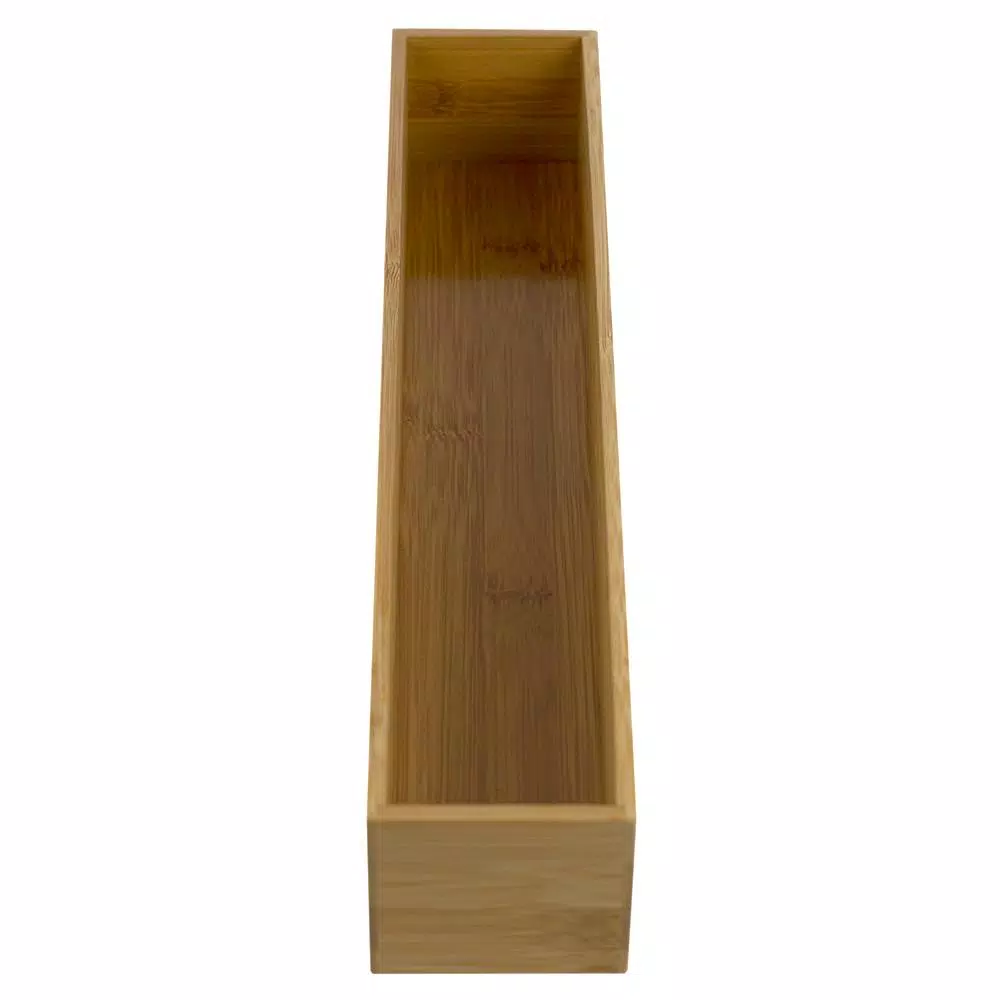 Unbranded Bamboo Drawer Organizer - 15 in. x 3 in. x 2.5 in. Rustic Wood Storage Box
