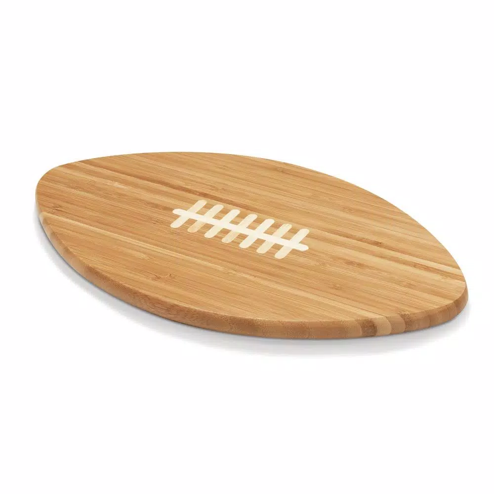 Picnic Time Touchdown 16 in. Oval Bamboo Football Cutting Board and Charcuterie Serving Tray