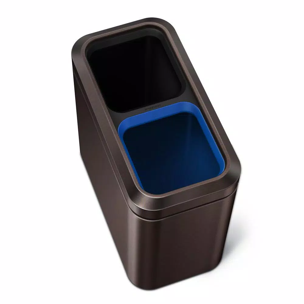 simplehuman 20L Slim Open Top Recycling Trash Can, Dark Bronze Stainless Steel