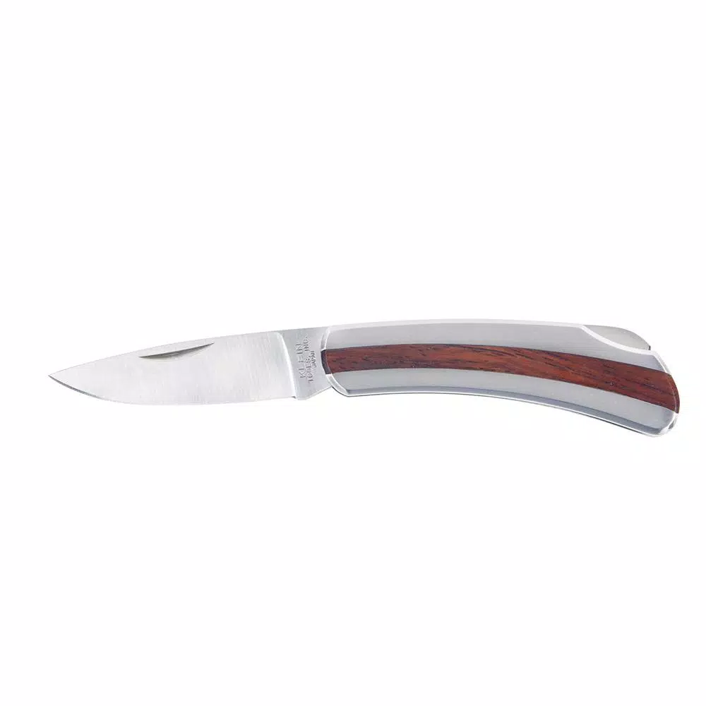 Klein Tools Compact Stainless Steel Pocket Knife with Rosewood Inserts