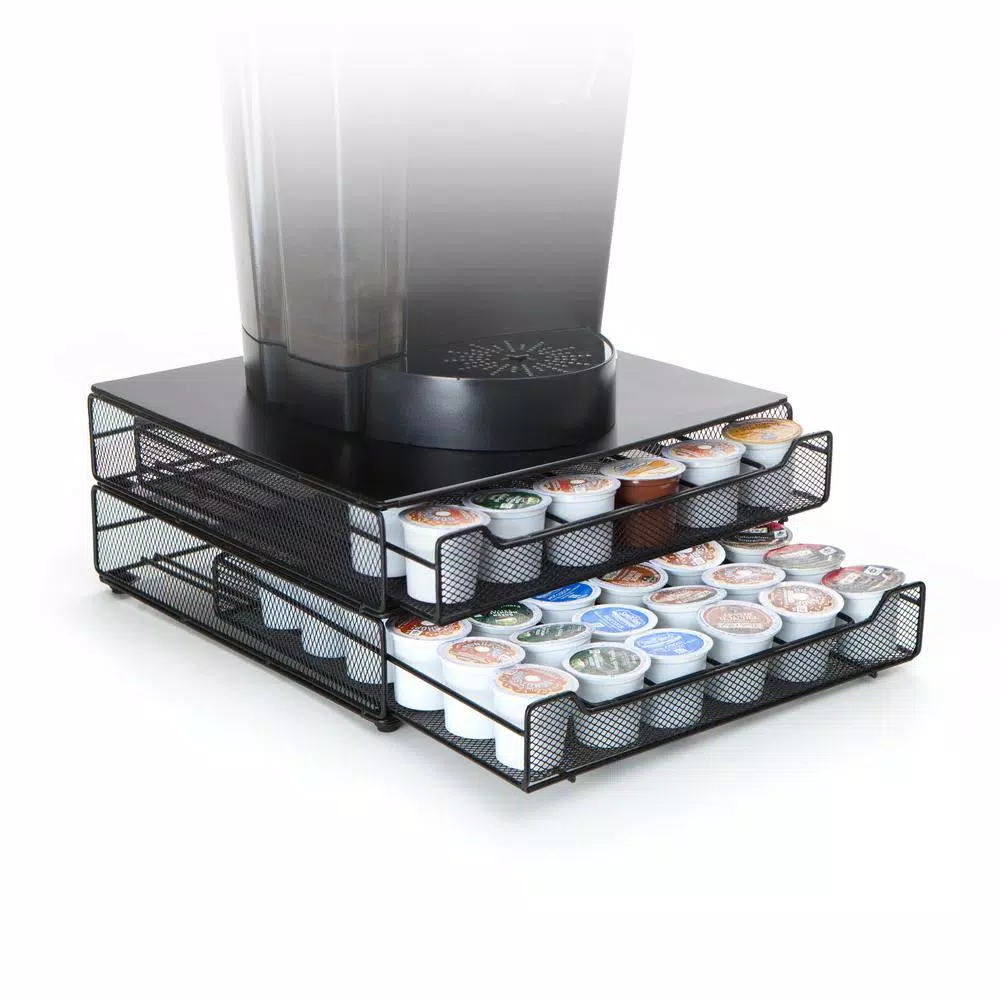 Mind Reader Jumbo 72-Capacity Metal Mesh Double Coffee Pod Storage Drawer, Black