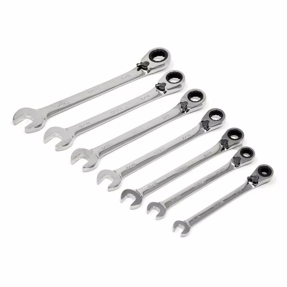 WEN 13-Piece SAE Reversible Ratcheting Combination Wrench Set with Storage Rack