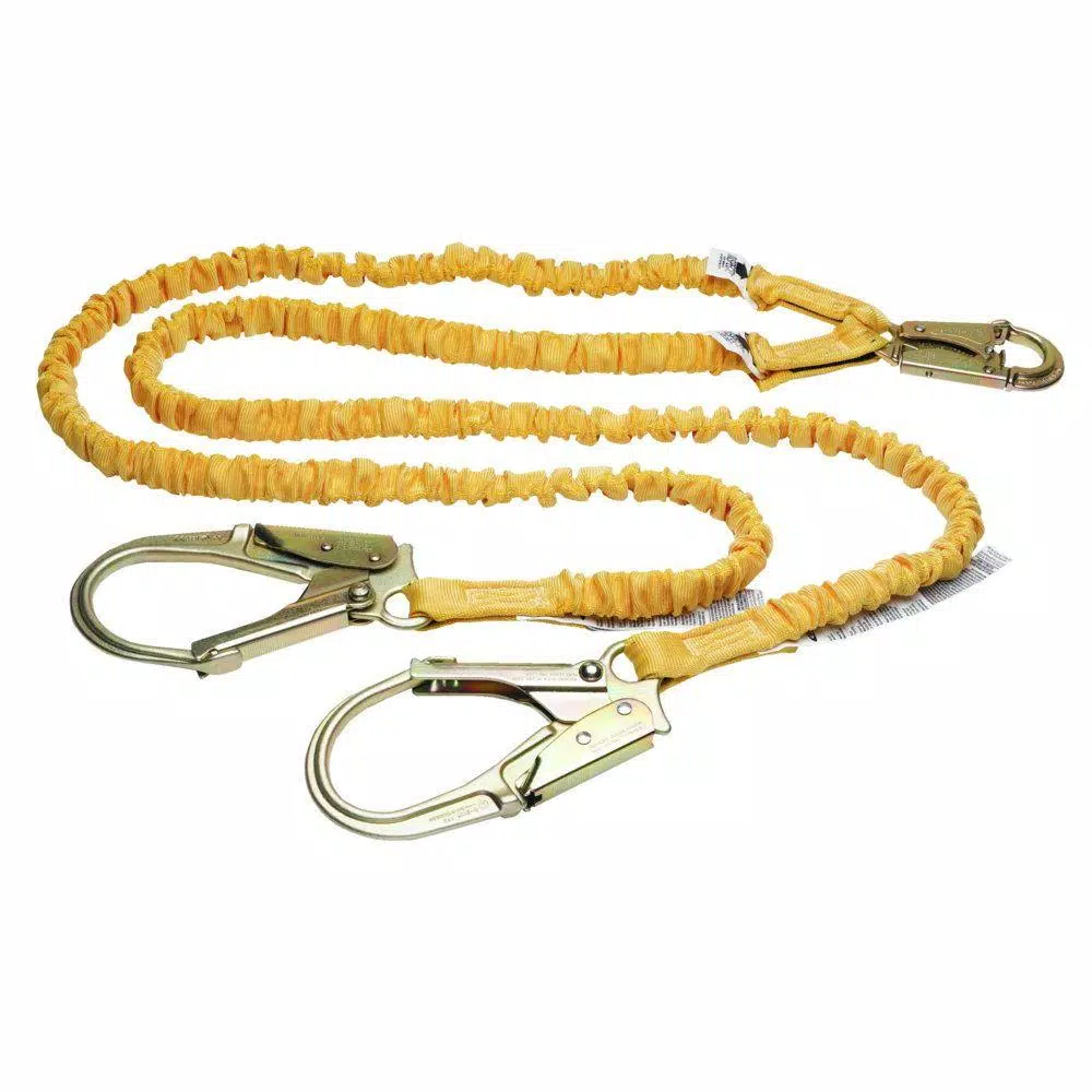 Werner SoftCoil 6 ft. Twin Leg Lanyard with Energy Absorbing Inner Core and Rebar Hooks