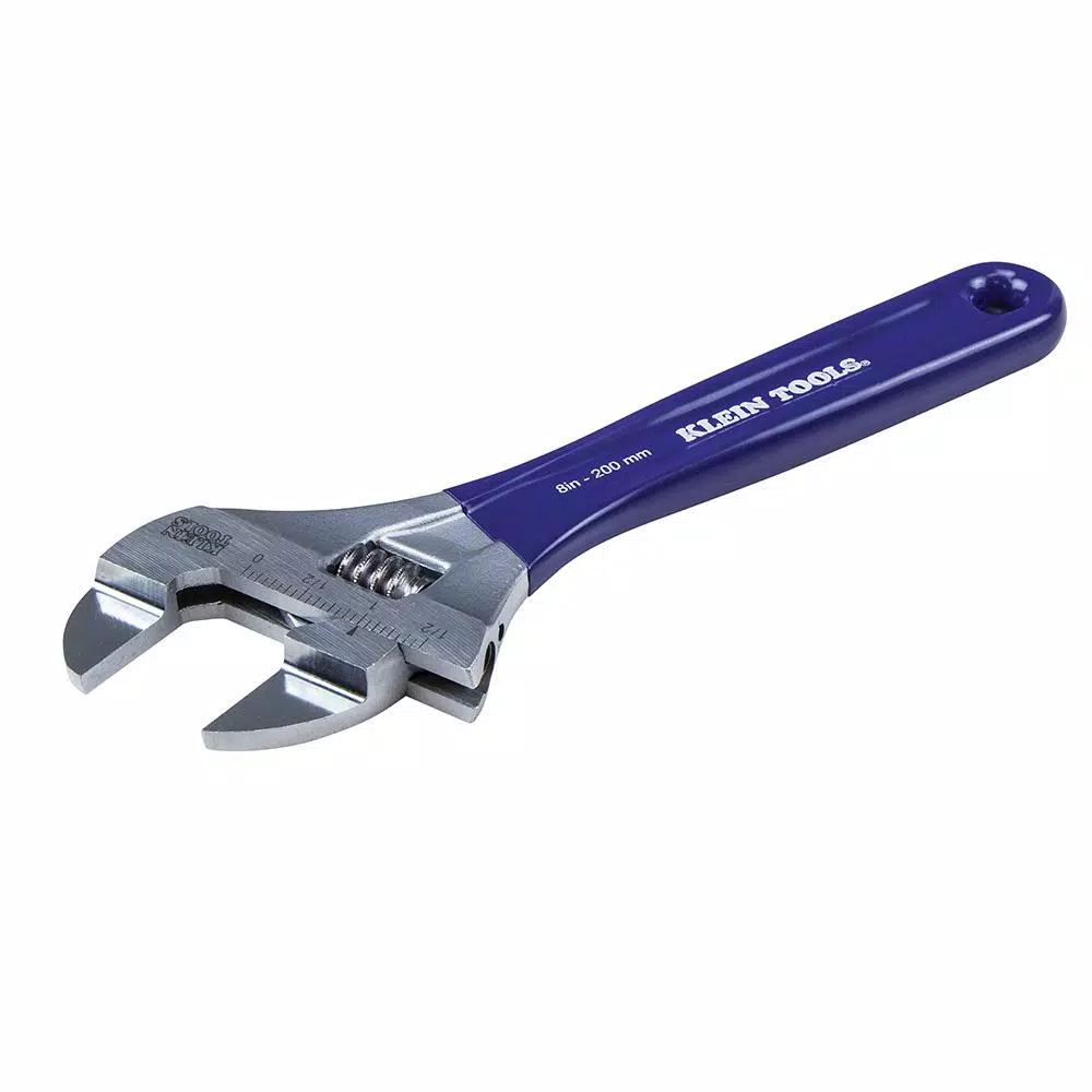 Klein Tools 8 in. Slim-Jaw Adjustable Wrench, 1.5 in. Extra-Wide Capacity