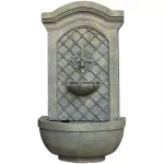 Sunnydaze Decor Rosette Leaf French Limestone Outdoor Wall Fountain thumbnail 1