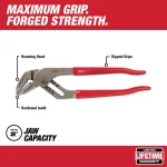 Milwaukee 10 in. Straight Jaw Pliers with Dipped Grips thumbnail 2