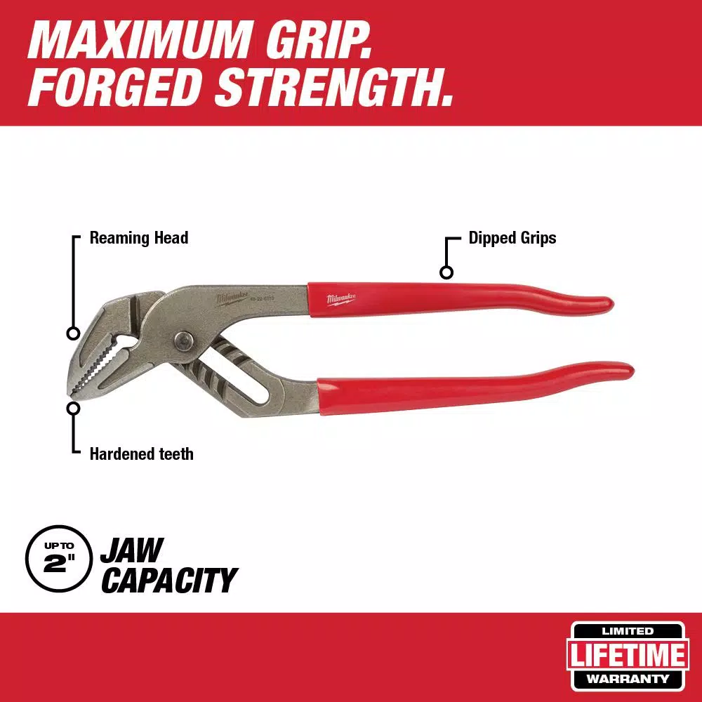 Milwaukee 10 in. Straight Jaw Pliers with Dipped Grips