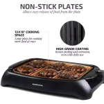 Ovente 1000W Portable Indoor Smokeless Grill, 13x10 inch Non-Stick Aluminum Grilling Plate, Copper thumbnail 5