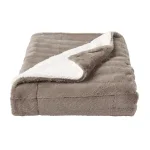 Lavish Home Oversized Faux Fur Jacquard & Sherpa Reversible Throw Blanket, Light Coffee thumbnail 1