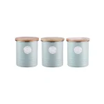 Typhoon Living 3-Piece Blue Carbon Steel Coffee, Tea & Sugar Canister Set with Sustainable Bamboo Lids thumbnail 1
