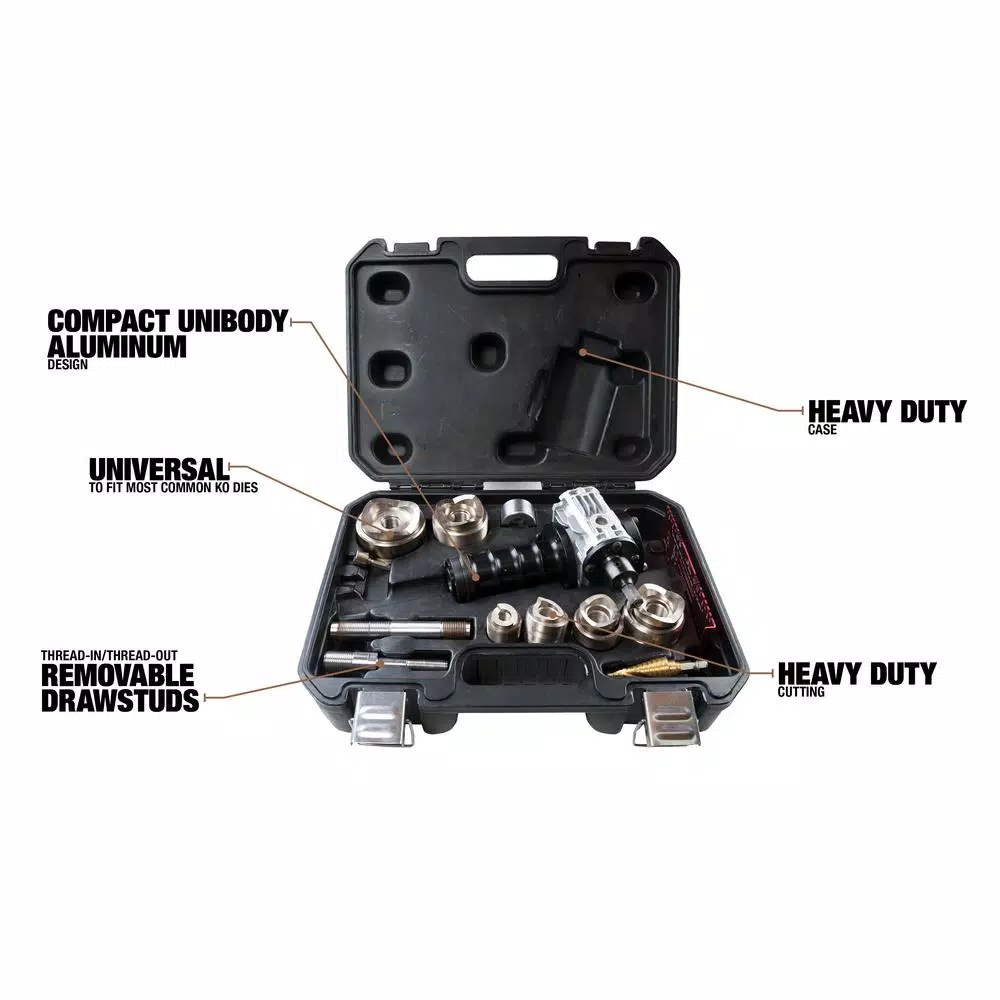 Southwire Max Punch XD Knockout Punch Set, 19-Piece Stainless Steel Rated Dies, 1/2 in. to 2 in.