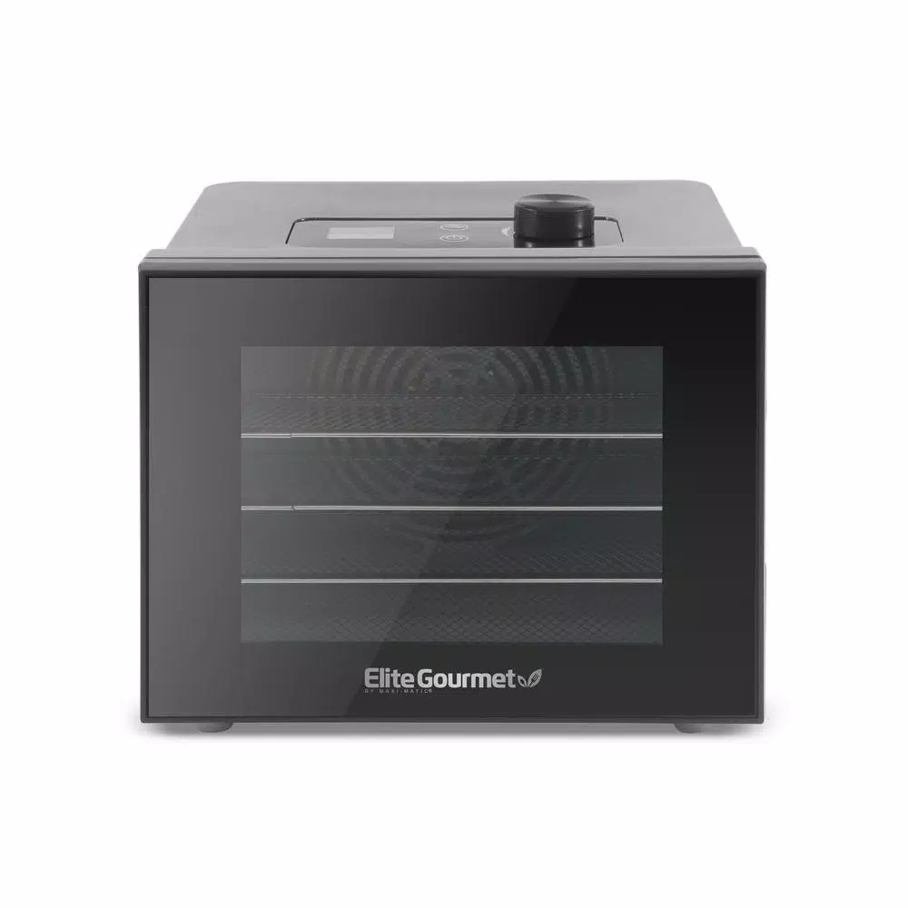 Elite Gourmet 350W Digital Food Dehydrator with 4 Stainless Steel Trays