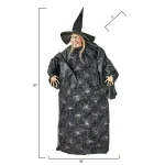 Worth Imports 50 in. Halloween Hanging Witch Decor with Wired Arms and Lacy Black Dress thumbnail 2