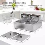VIVOHOME 20.7 Qt. Stainless Steel Dual Basin Electric Deep Fryer, 5000W with 2 Removable Baskets thumbnail 5