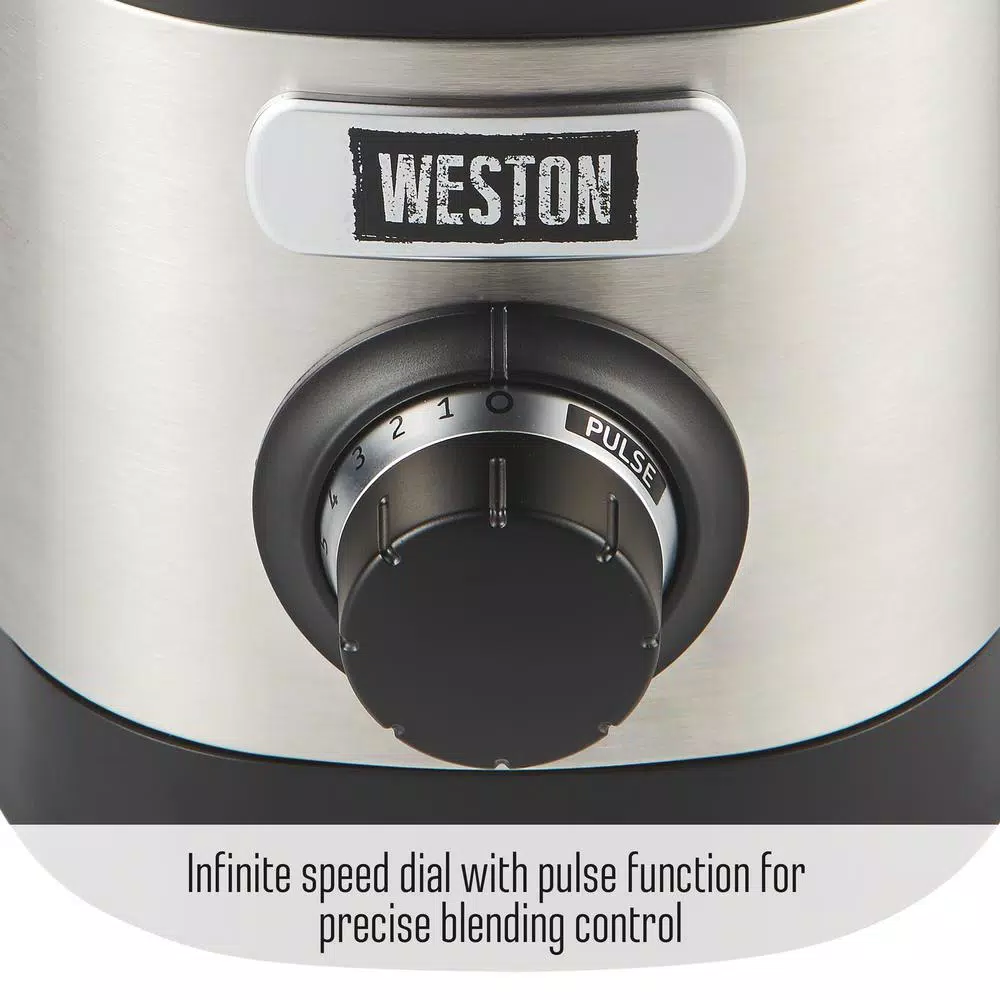 Weston Pro Series 11-Speed Blender with Sound Shield, 32 oz. Shatterproof Jar & 20 oz. Travel Jar, Stainless Steel