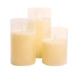 LUMABASE Set of 3 Battery Operated Glass Hurricane LED Candles with Moving Flame thumbnail 1