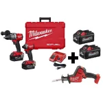 Milwaukee M18 FUEL 3-Tool Combo Kit: Hammer Drill, Impact Driver, and HACKZALL Reciprocating Saw with 4 Batteries thumbnail 1