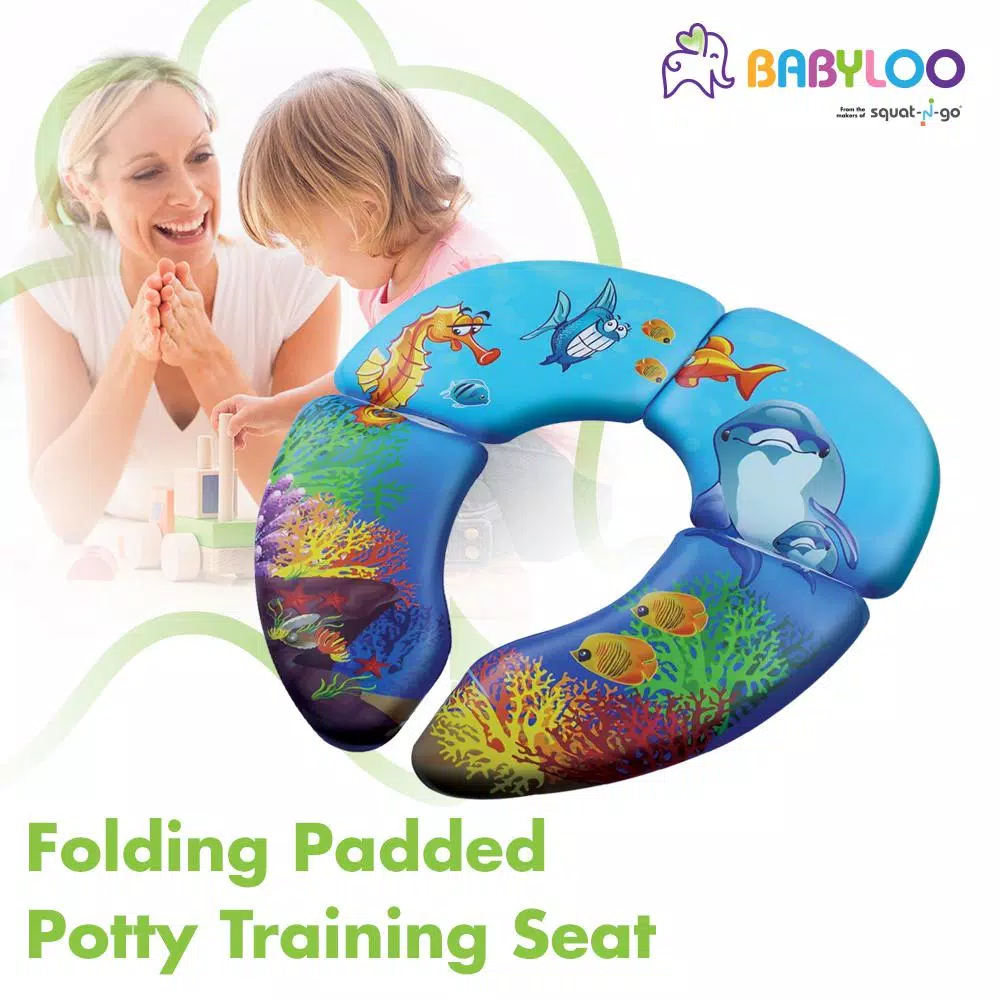 Babyloo Ocean Pattern Folding Cushioned Toilet Seat with Travel Bag for Toddlers