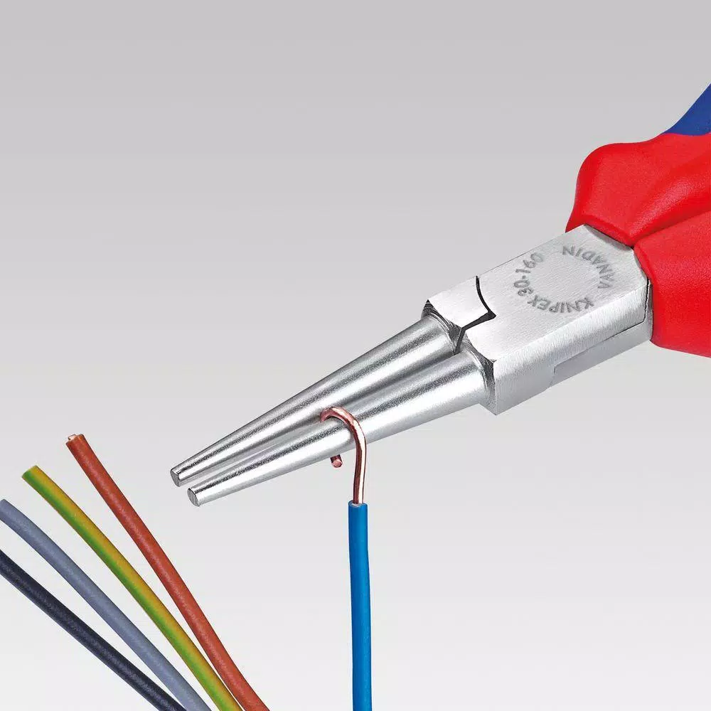 KNIPEX 6-1/4 in. Round Nose Long Nose Pliers with Comfort Grip