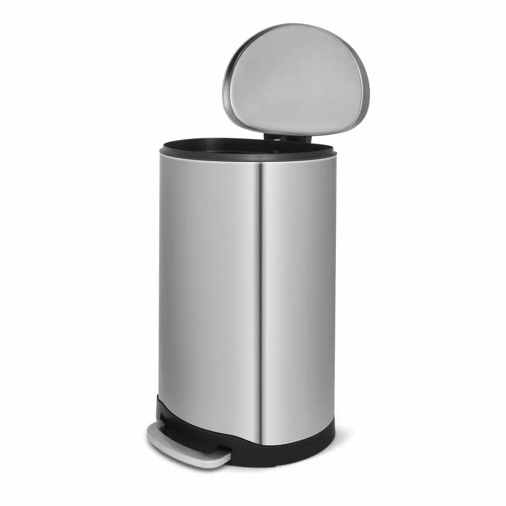 Innovaze 10.6 Gal. Stainless Steel Semi-Round Step-On Trash Can with Fingerprint-Free Finish