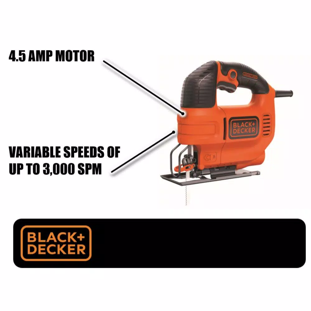 BLACK+DECKER 4.5 Amp Corded Jig Saw with Variable Speed and Quick-Clamp